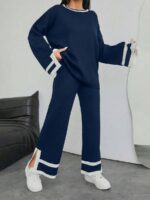 Compleu Tricotat cu Pantalon Genna Bleumarin