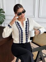 Camasa Dama Luiza Crem cu Broderie