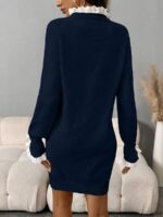 Rochie Tricotata Scurta Jannike Bleumarin - imagine 2