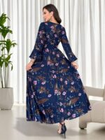 Rochie Lunga Hera Bleumarin Inflorata - imagine 2