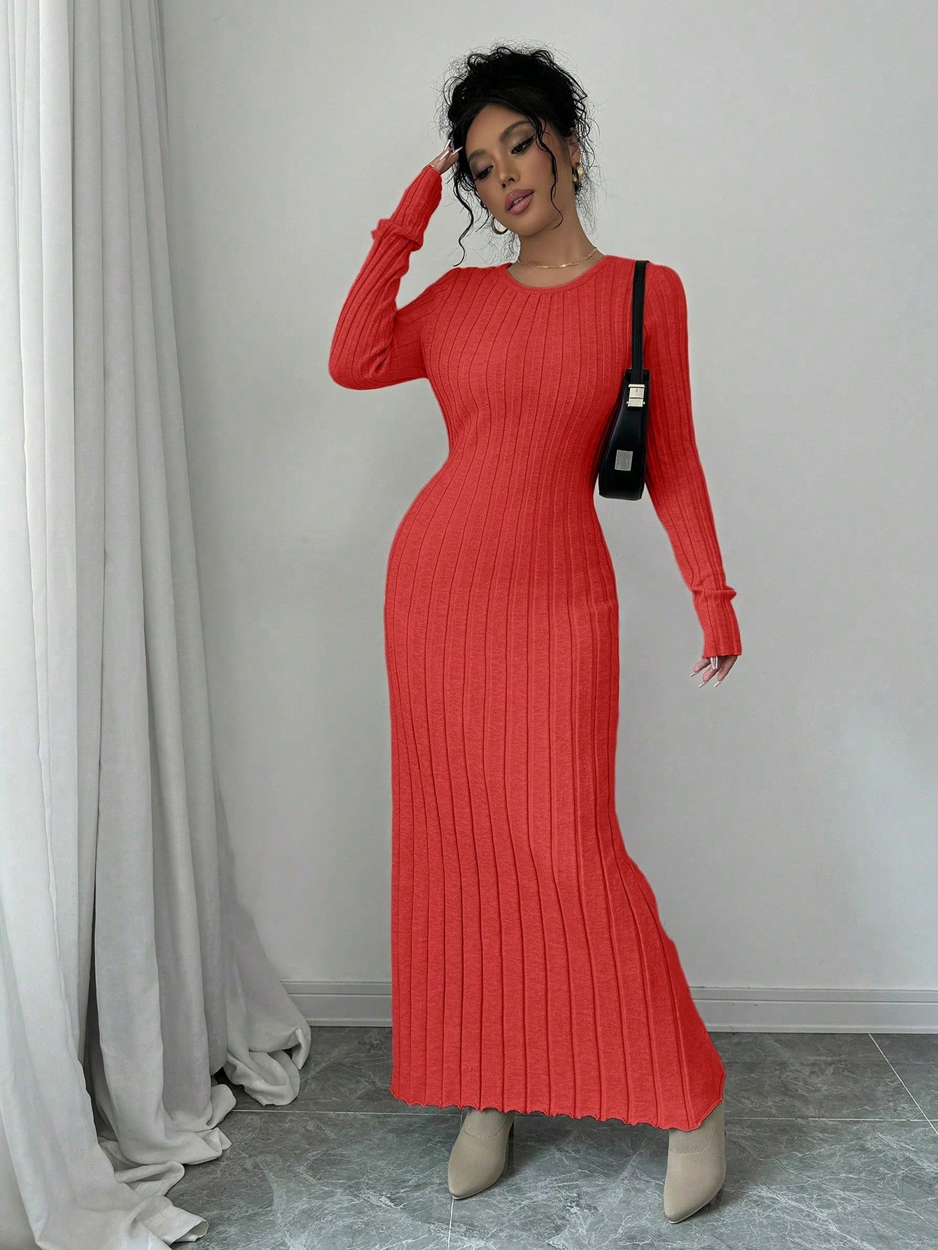 14 Rochie Lunga Tricotata Milana Portocalie - imagine 1