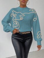 Pulover Tricotat Sarah Bleu - imagine 3