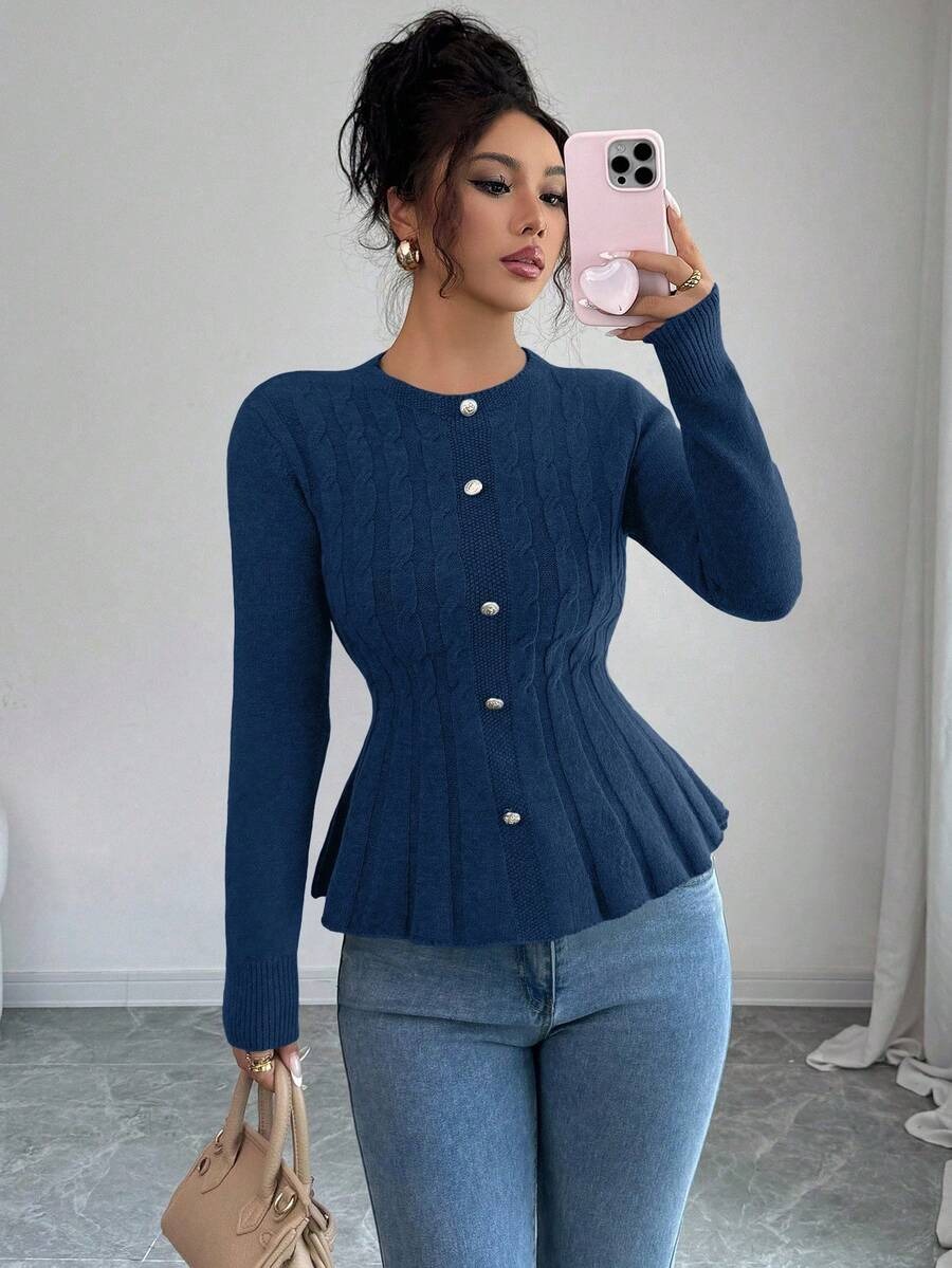 18 Pulover Tricotat Electra Albastru - imagine 1