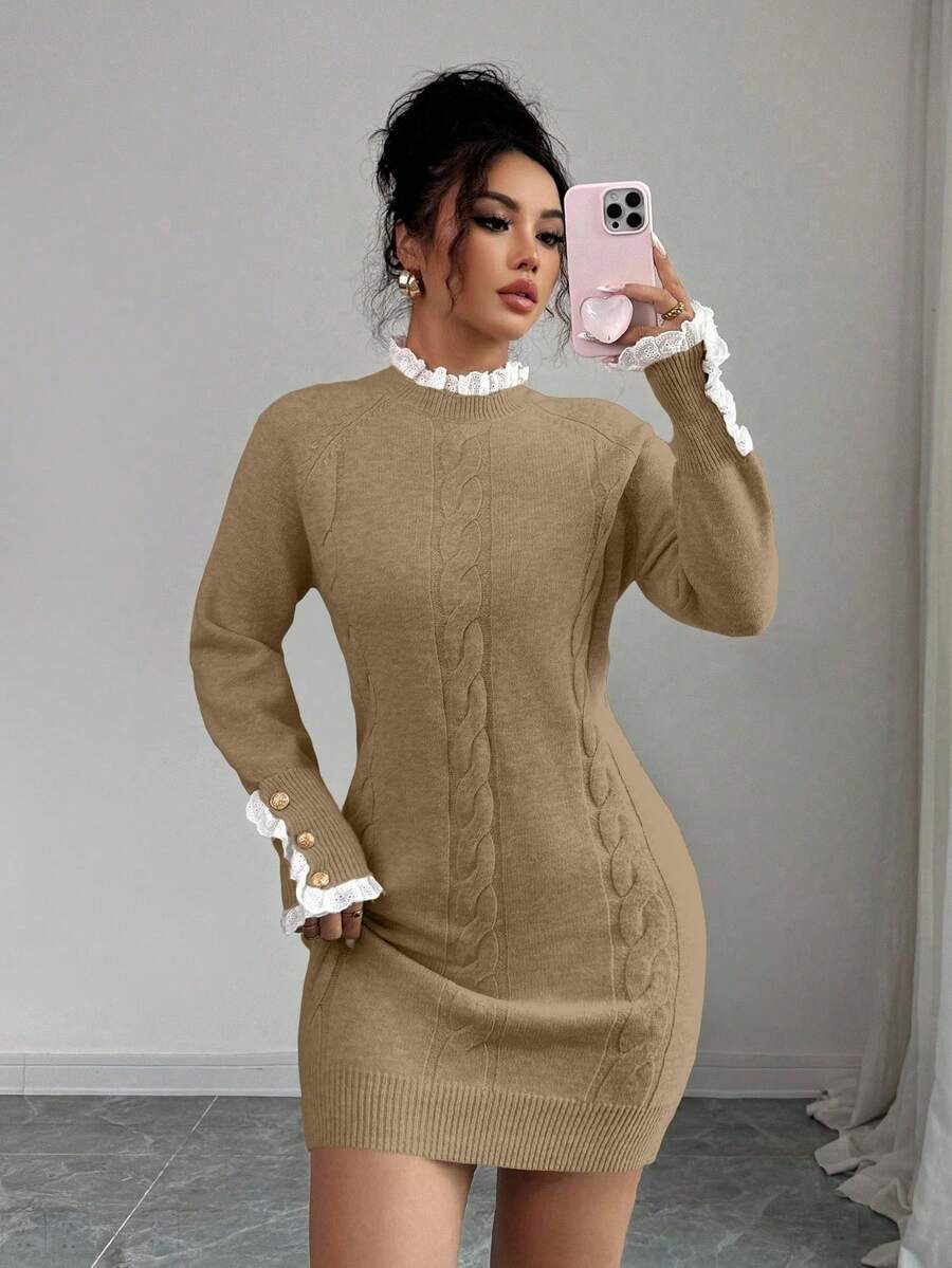 208 Rochie Scurta Tricotata Vivianna Bej - imagine 1