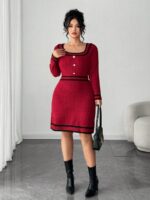 Rochie Scurta Tricotata Amarya Rosie - Marimi Mari - imagine 3