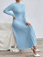Rochie Midi Tricotata Jesica Bleu - imagine 3