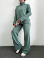 Compleu Tricotat cu Pantalon Teresa Vernil