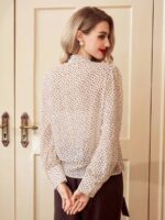 Bluza Dama Arisa Crem cu Print Maro - imagine 2