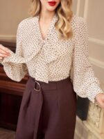 Bluza Dama Arisa Crem cu Print Maro