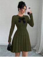 Rochie Tricotata Scurta Ivola Kaki