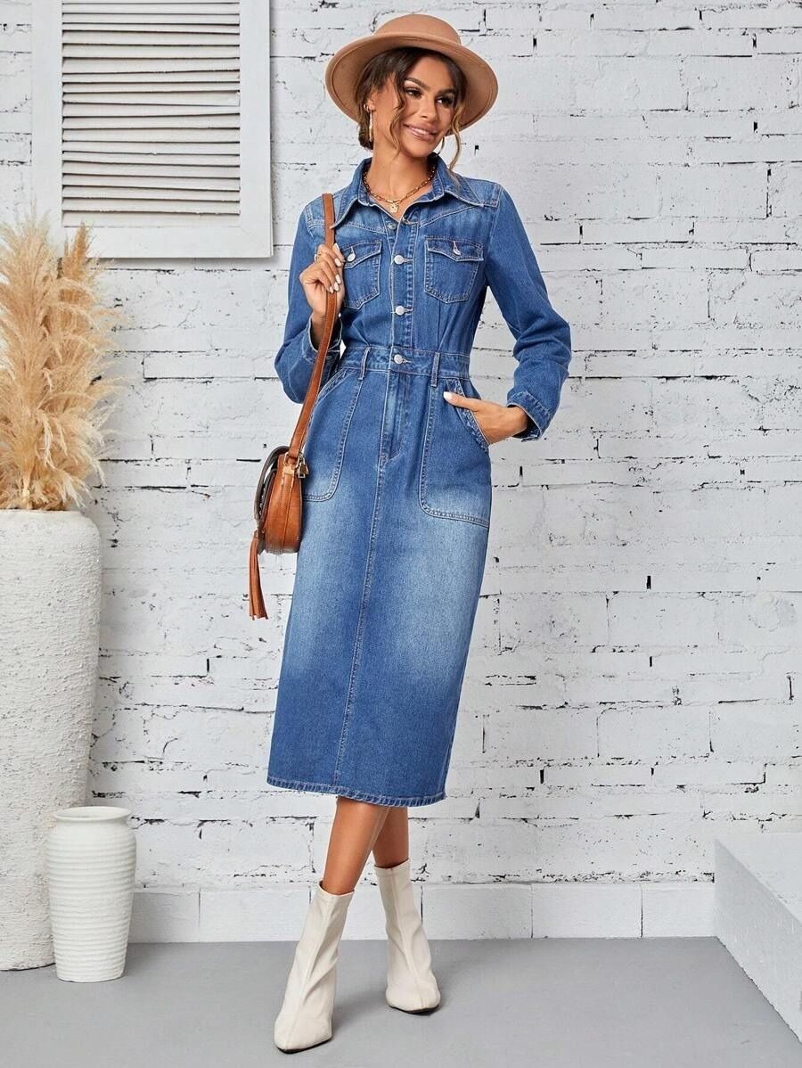 33 Rochie Midi Kezia din Denim - imagine 1