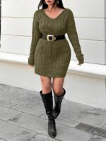 Rochie Tricotata Scurta Rudilla  Kaki Inchis - Marimi Mari - imagine 4