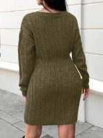 Rochie Tricotata Scurta Rudilla  Kaki Inchis - Marimi Mari - imagine 2