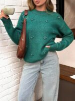 Pulover Tricotat Diana Turcoaz - imagine 3