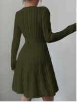 Rochie Tricotata Scurta Ivola Kaki - imagine 2
