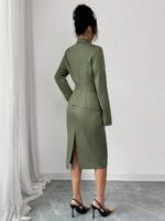 Compleu cu Fusta Midi Amellie Kaki - imagine 2