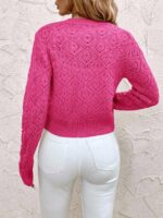 Pulover Tricotat Paulina Roz cu Nasturi - imagine 2