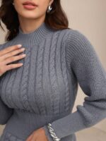 Rochie Scurta Tricotata Lineth Gri - imagine 5