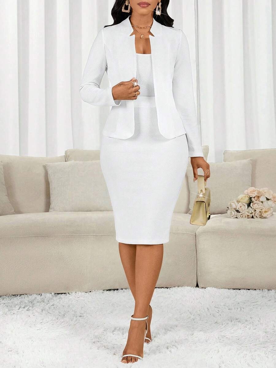 43 Compleu Betty Alb format din Sacou si Fusta Scurta - imagine 1