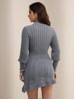 Rochie Scurta Tricotata Lineth Gri - imagine 2