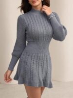 Rochie Scurta Tricotata Lineth Gri