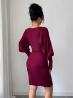 Rochie Scurta Tricotata Lensa Grena - imagine 2