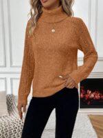 Pulover Tricotat Salma Bej Inchis - imagine 3