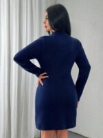 Rochie Scurta Tricotata Calypso Bleumarin - imagine 2