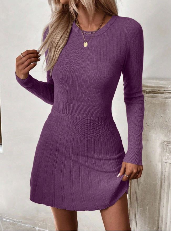 5 Rochie Scurta Tricotata Berry Violet - imagine 1