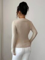 Pulover Tricotat Anemona Bej - imagine 2