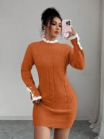 Rochie Scurta Tricotata Vivianna Portocalie