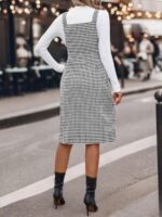 Sarafan Lavinia Negru cu Print Geometric Alb ( fara bluza ) - imagine 2