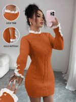 Rochie Scurta Tricotata Vivianna Portocalie - imagine 3