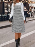 Sarafan Lavinia Negru cu Print Geometric Alb ( fara bluza )
