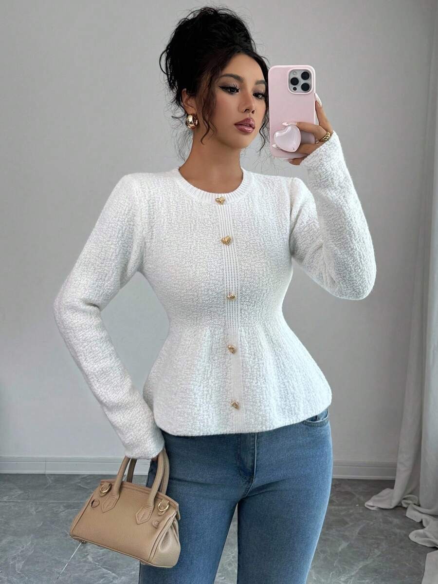 57 Pulover Tricotat Elena Alb - imagine 1