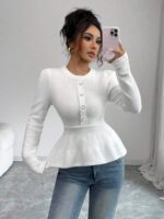 Pulover Tricotat Brenda Alb - imagine 3