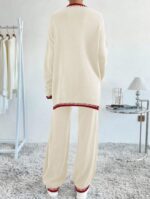 Compleu Tricotat cu Pantalon Anisia Alb - imagine 2