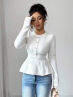 Pulover Tricotat Brenda Alb