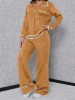 Compleu Tricotat cu Pantalon Camila Bej Inchis
