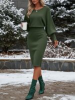 Rochie Scurta Tricotata Manuela Kaki - imagine 4