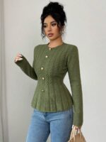 Pulover Tricotat Esfir Kaki - imagine 2
