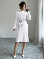 Rochie Midi Tricotata Selena Alba - imagine 3