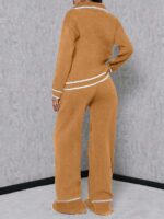 Compleu Tricotat cu Pantalon Camila Bej Inchis - imagine 2