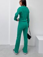 Compleu cu Pantalon Riana Verde din Bumbac - imagine 2