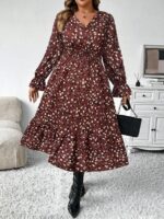 Rochie Midi Sorina Maro cu Print Alb si Negru - Marimi Mari - imagine 3