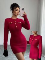 Rochie Scurta Tricotata Vera Rosie - imagine 3