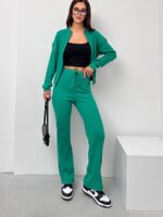 Compleu cu Pantalon Riana Verde din Bumbac - imagine 3