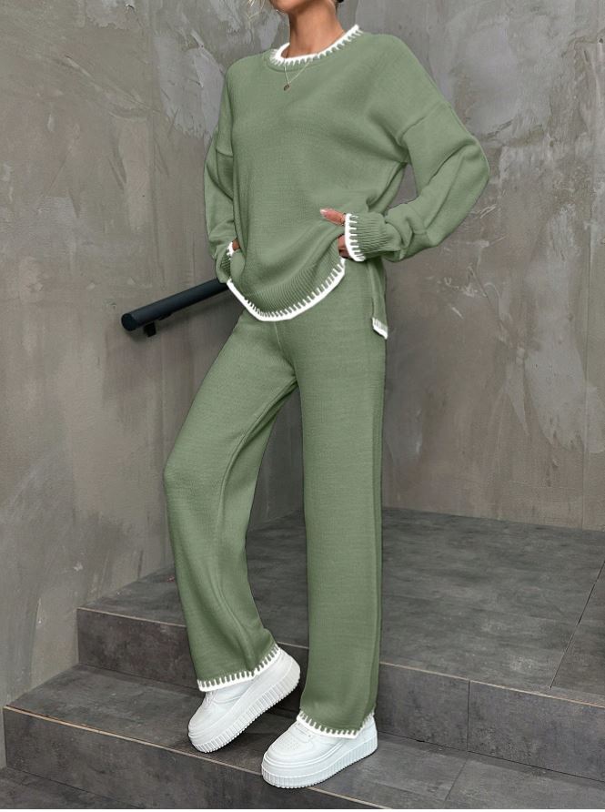 Capture25 Compleu Tricotat cu Pantalon Ernesta Vernil - imagine 1