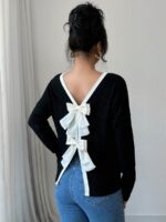 Bluza Dama Corina Neagra cu Funde Crem