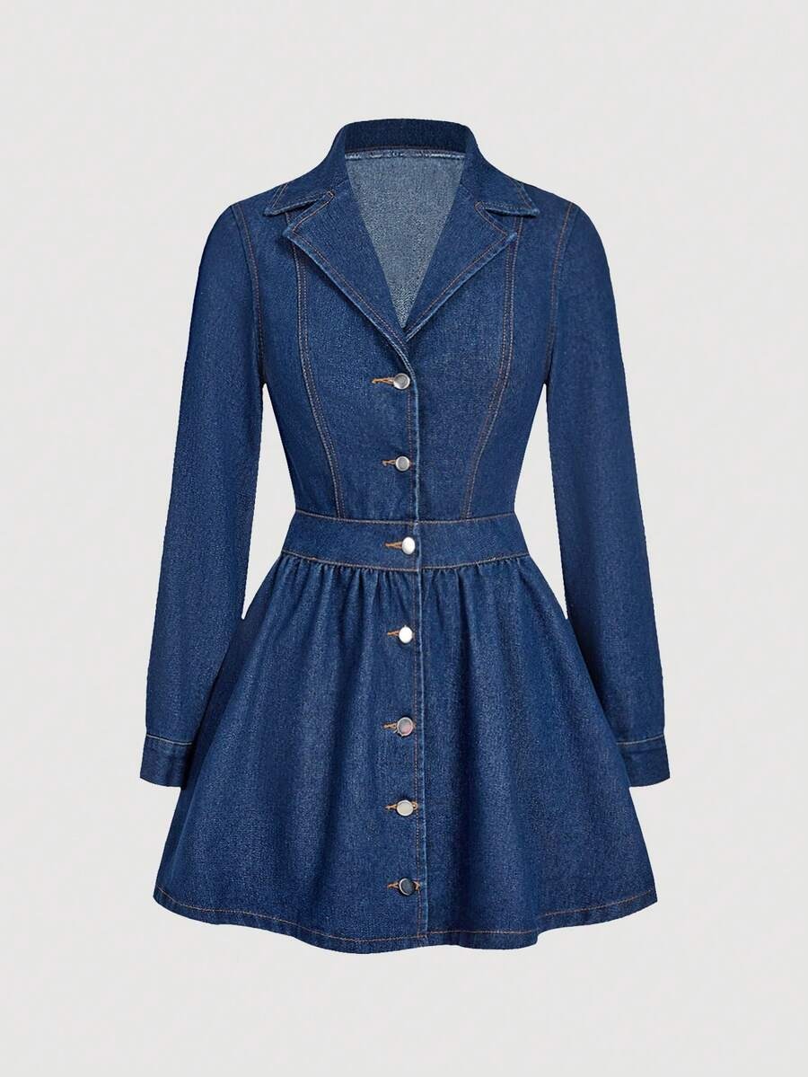 11 Rochie Scurta Ronina din Denim - imagine 1